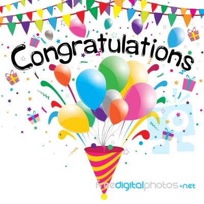 Congratulations Party On A White Background.  Congratulations Stock Image