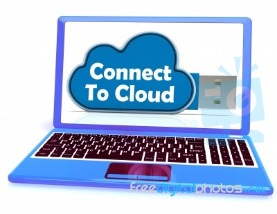 Connect To Cloud Memory Means Online File Storage Stock Image