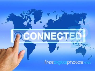 Connected Map Indicates Networking Connecting And Internet Commu… Stock Image