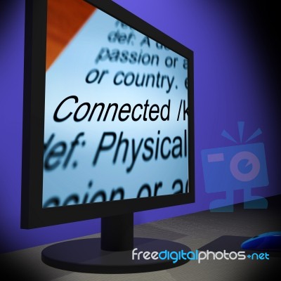 Connected On Monitor Showing Communities Stock Image