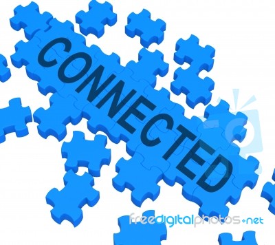 Connected Puzzle Showing Global Communications Stock Image