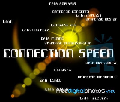 Connection Speed Showing Speeds Internet And Joined Stock Image