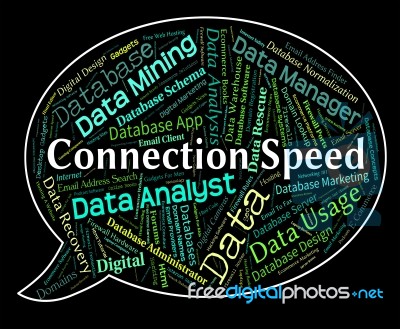 Connection Speed Showing Word Network And Connections Stock Image