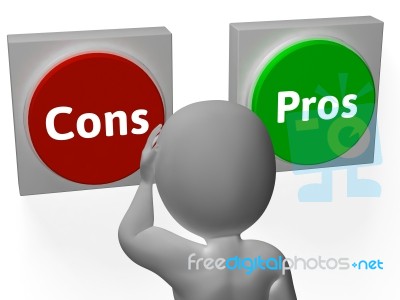 Cons Pros Buttons Show Decisions Or Debate Stock Image