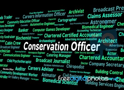 Conservation Officer Means Eco Friendly And Administrator Stock Image