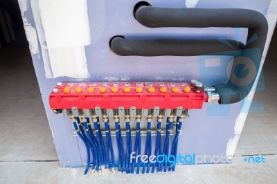 Construction At Wall For Underfloor Heating Stock Photo