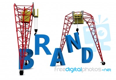 Construction Crane With Brand Text Stock Image