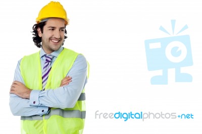 Construction Engineer Smiling Confidently Stock Photo