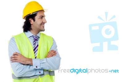 Construction Engineer Smiling Confidently Stock Photo