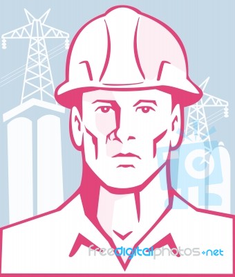 Construction Engineer Worker Hardhat Stock Image