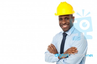 Construction Manager With Arms Folded Stock Photo