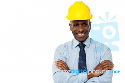 Construction Manager With Arms Folded Stock Photo