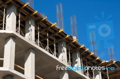 Construction Of A Building On Summer Day Stock Photo