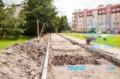 Construction Of A New Pavement Stock Photo