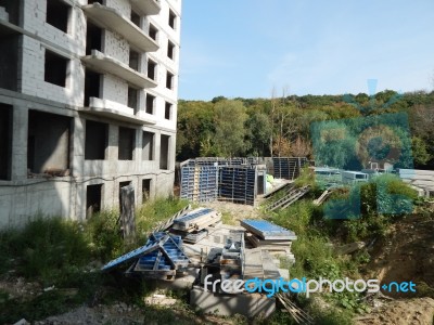 Construction Of A Residential Building In A Building Stock Photo