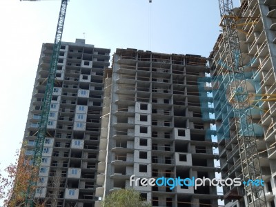 Construction Of A Residential Building In A Building Stock Photo