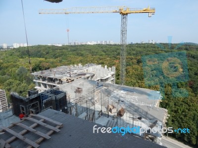 Construction Of A Residential Building In A Building Stock Photo