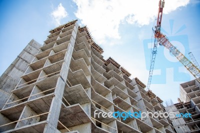 Construction Of Residential Building Stock Photo