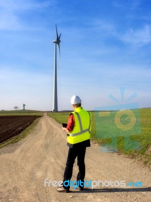 Construction Of Wind Turbine Stock Photo