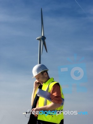 Construction Of Wind Turbine Stock Photo