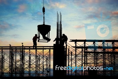 Construction Silhouette Stock Photo