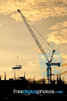 Construction Site At Twilight Stock Photo