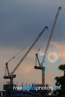 Construction Site With Crane And Building Stock Photo