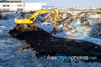 Construction Suspended Due To Bad Weather In Reykjavik Stock Photo