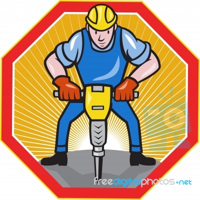 Construction Worker Jackhammer Pneumatic Drill Stock Image