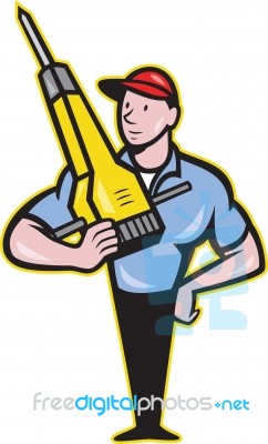 Construction Worker Jackhammer Pneumatic Drill Stock Image