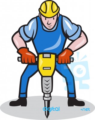 Construction Worker Jackhammer Pneumatic Drill Stock Image