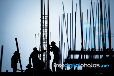 Construction Worker Silhouette Stock Photo