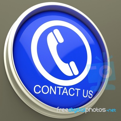 Contact Us Button Shows Assistance Stock Image