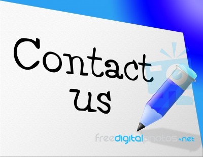 Contact Us Means Send Message And Communicate Stock Image