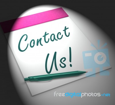 Contact Us! Notebook Displays Customer Service And Support Stock Image