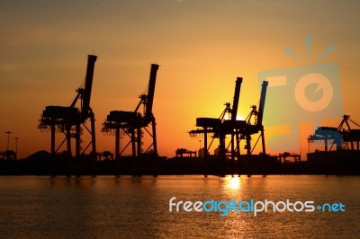 Container Cargo Freight Ship Silhouette Stock Photo