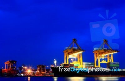 Container Cranes Loading Stock Photo