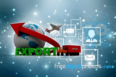 Container Export. 3d Illustration Stock Image