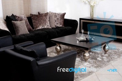 Contemporary Sofa In Modern Living Room Stock Photo