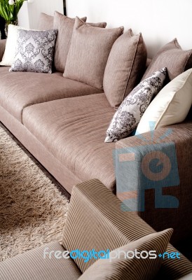 Contemporary Sofa In Modern Setting Stock Photo