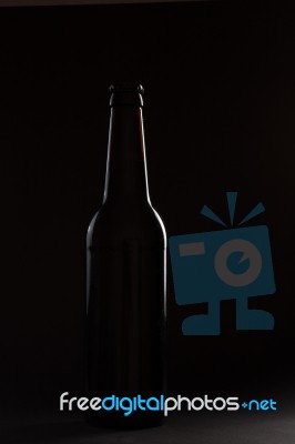 Contour Of Dark Beer Bottle Stock Photo