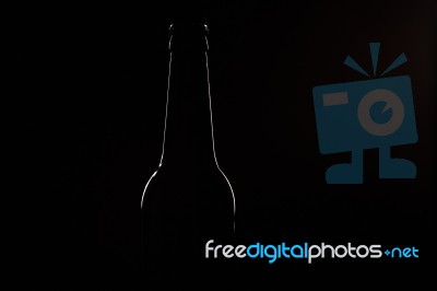 Contour Of Dark Beer Bottle Stock Photo