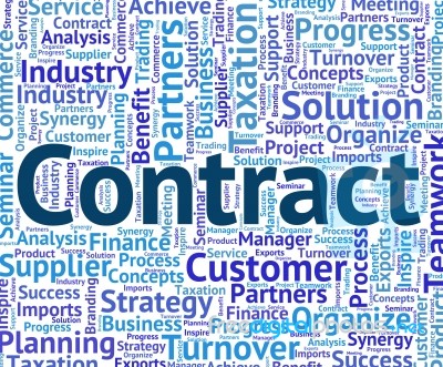 Contract Word Represents Settlements Contracted And Agreements Stock Image