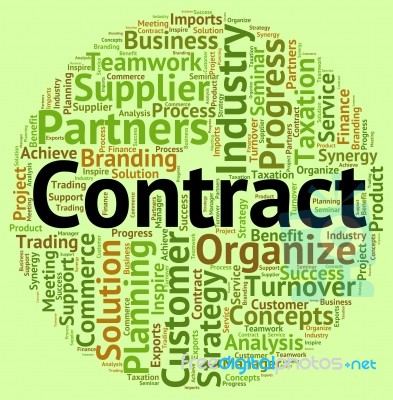 Contract Word Shows Arrangement Understanding And Text Stock Image