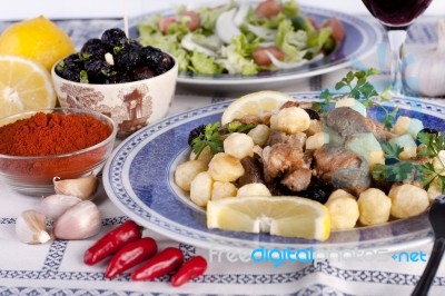 Cooked Meat With Potatoes Stock Photo