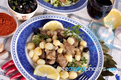 Cooked Meat With Potatoes Stock Photo