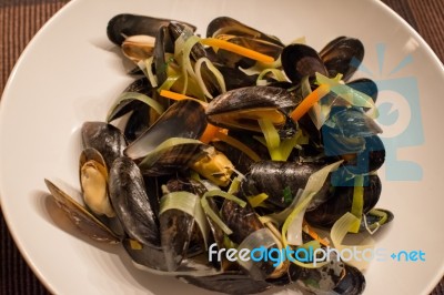 Cooked Mussels Stock Photo