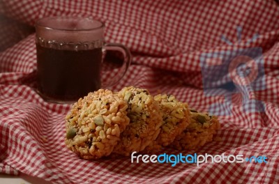 Cookie And Back Coffee Stock Photo