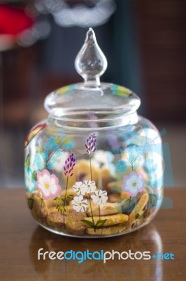 Cookie Jar On Table Stock Photo