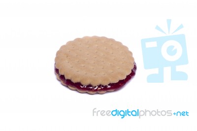 Cookie With Berry Jam Stock Photo